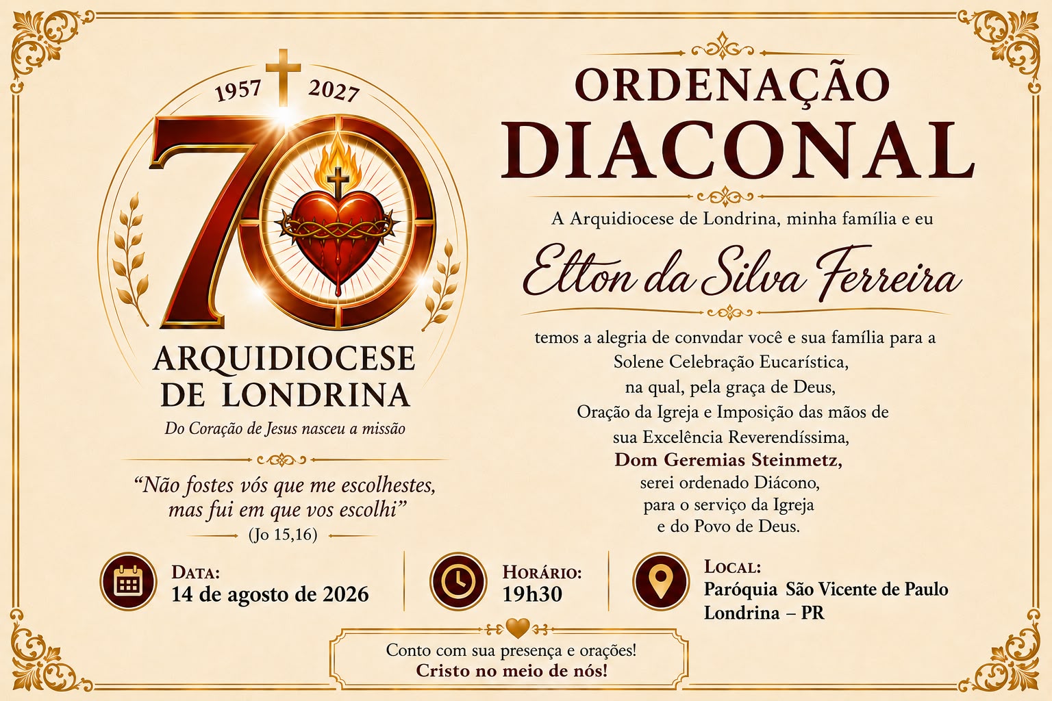 ORDENAÇÃO DIACONAL ELTON DA SILVA FERREIRA