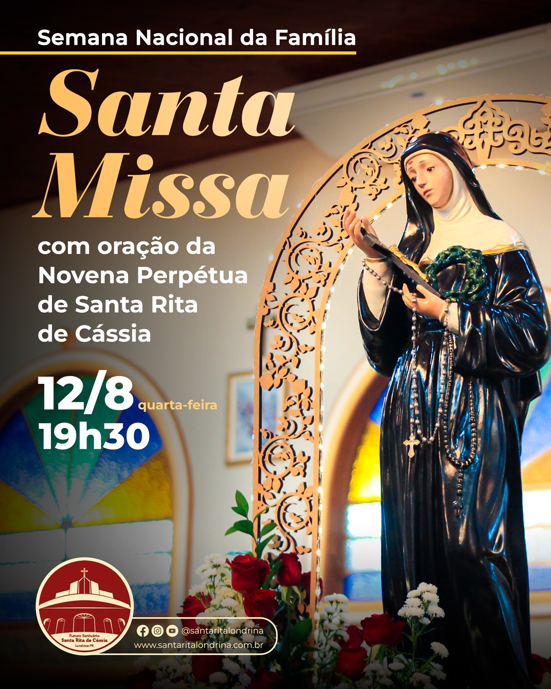 Santa Missa com oração da Novena Perpétua de Santa Rita de Cássia