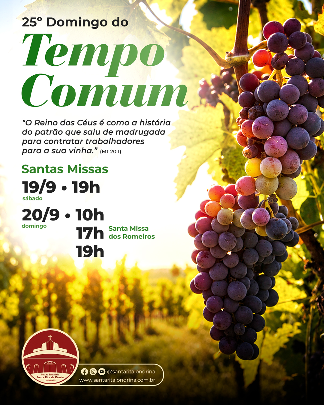 Missas do 25º Domingo do Tempo Comum