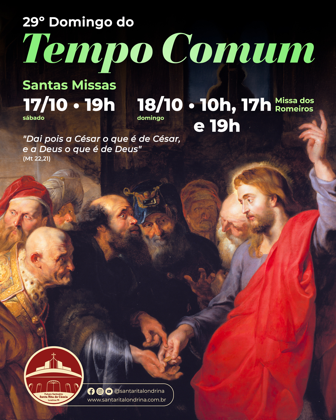 Missas no 29º Domingo do Tempo Comum