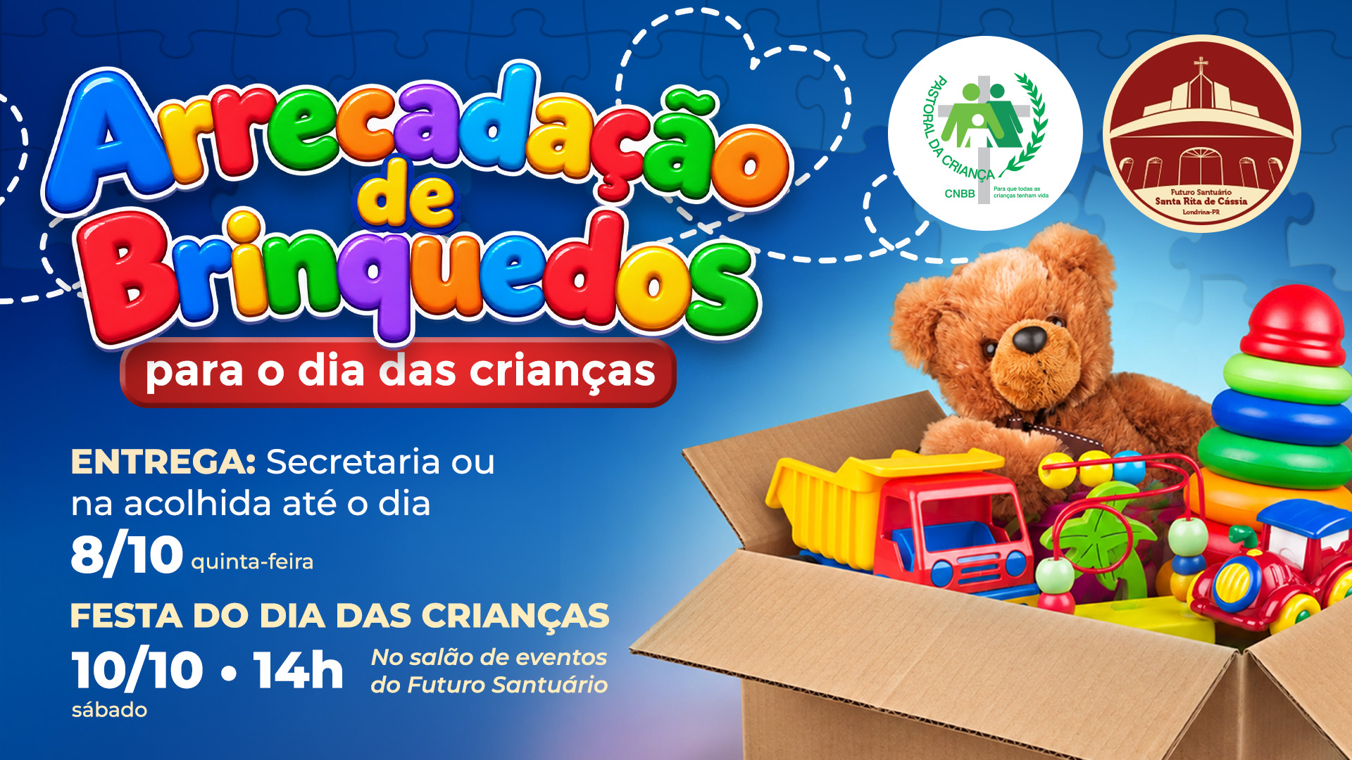 Arrecadação de brinquedos para o dia das crianças