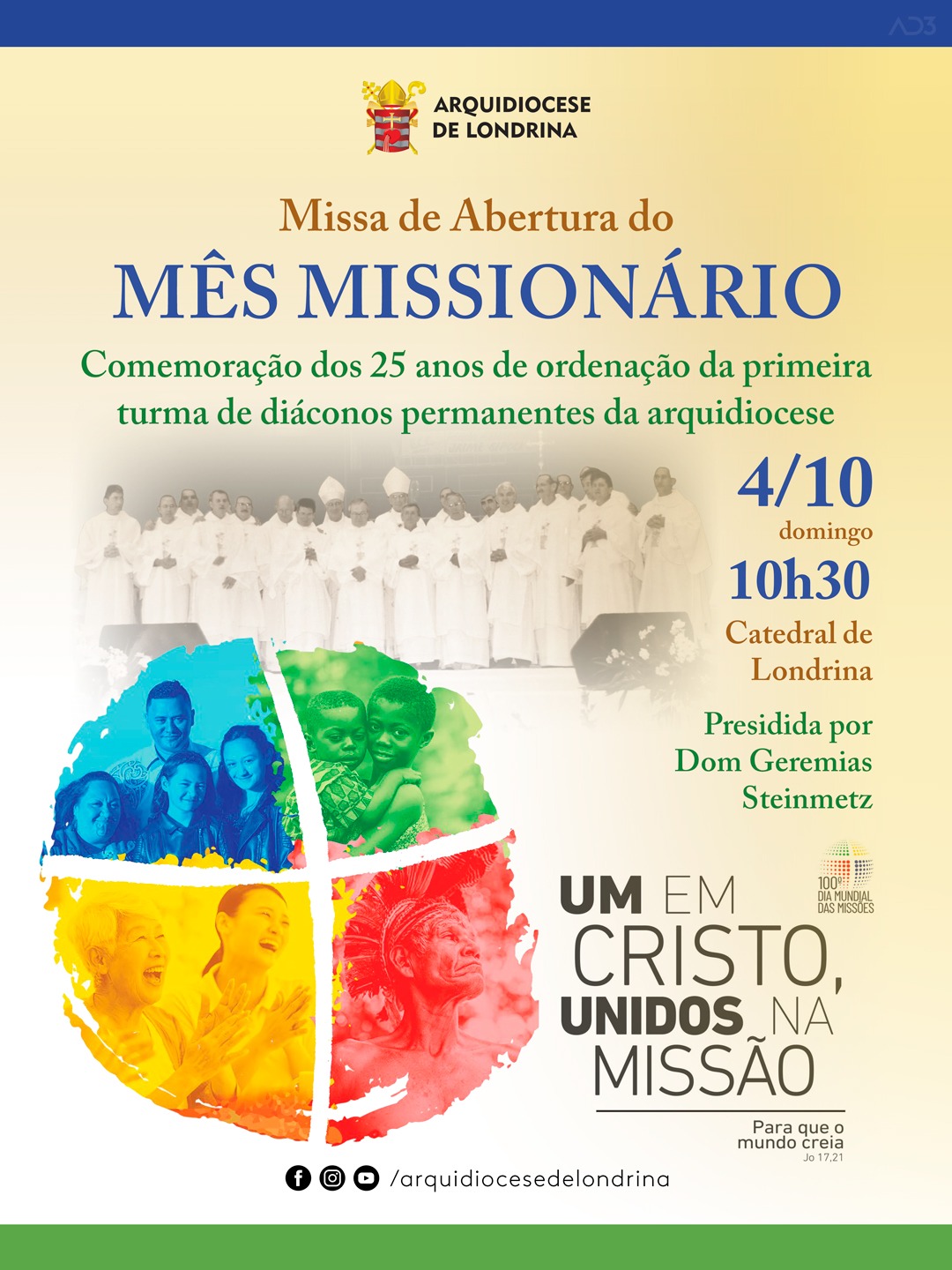 MISSA NA CATEDRAL ABRE MÊS MISSIONÁRIO E CELEBRA 25 ANOS DE ORDENAÇÃO DA PRIMEIRA TURMA DE DIÁCONOS